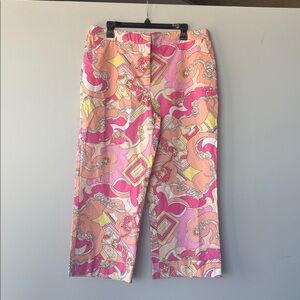 Gorgeous Cropped trousers with multicolor paisley print Mid calf length Slacks